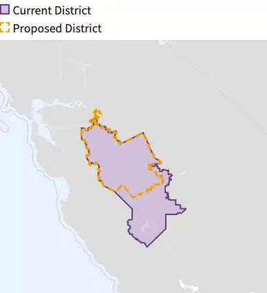 Map of current 13th district and proposed district