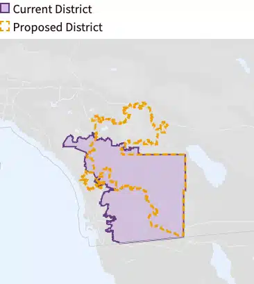 Map of current district 48 and proposed map